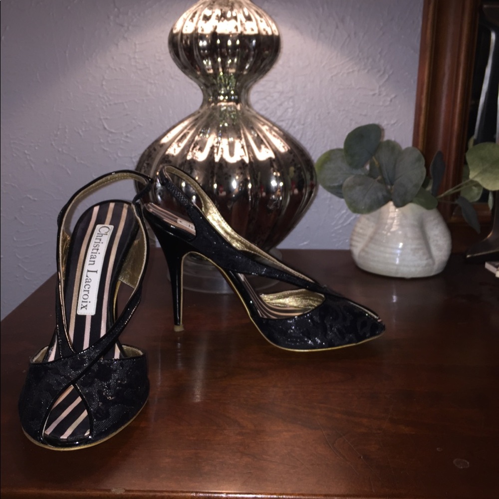 Christian Lacroix peep toe heels. Worn twice